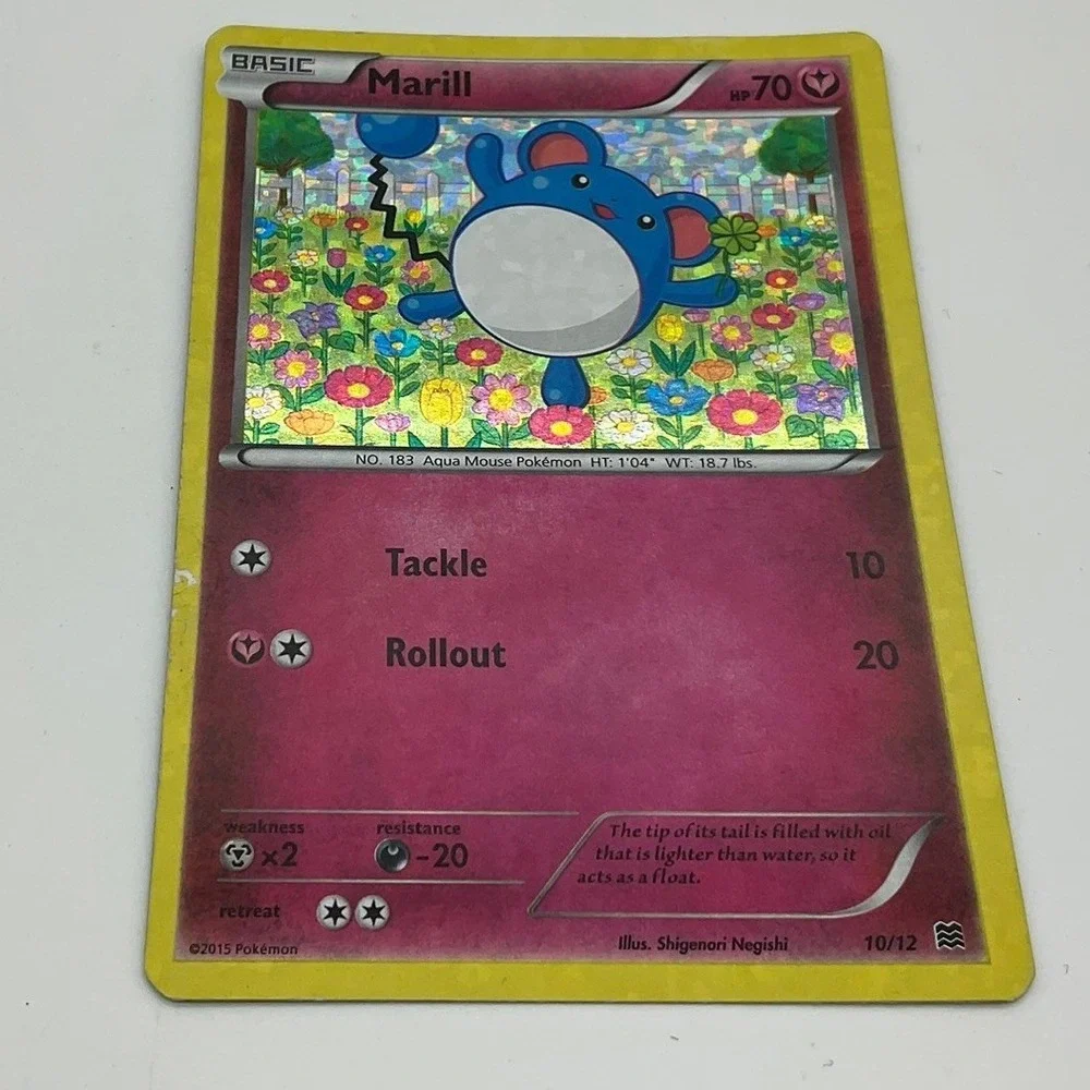 Pokemon Marill Card McDonald's 2015 Promo 10/12 Pink Holo Foil Fairy TCG Card